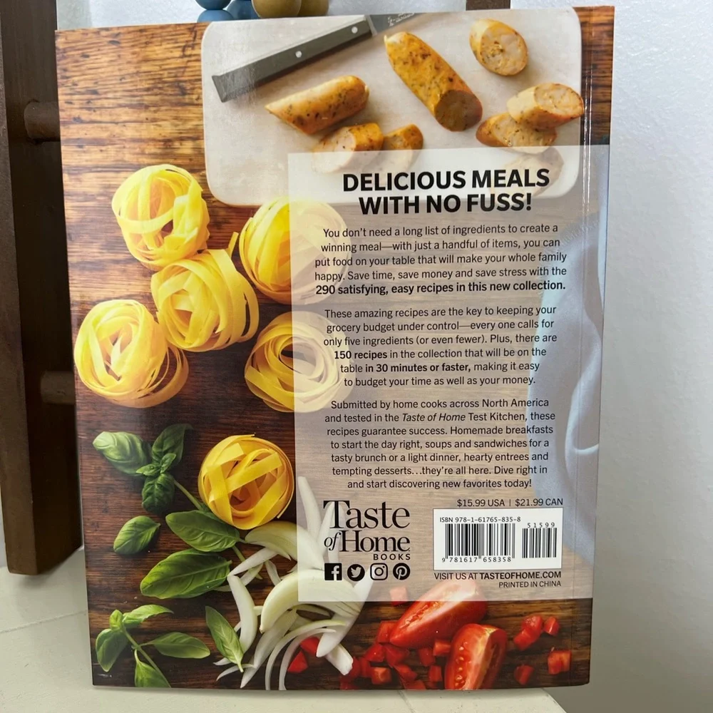 Brand New-Taste of Home 5 Ingredient Recipes Cookbook